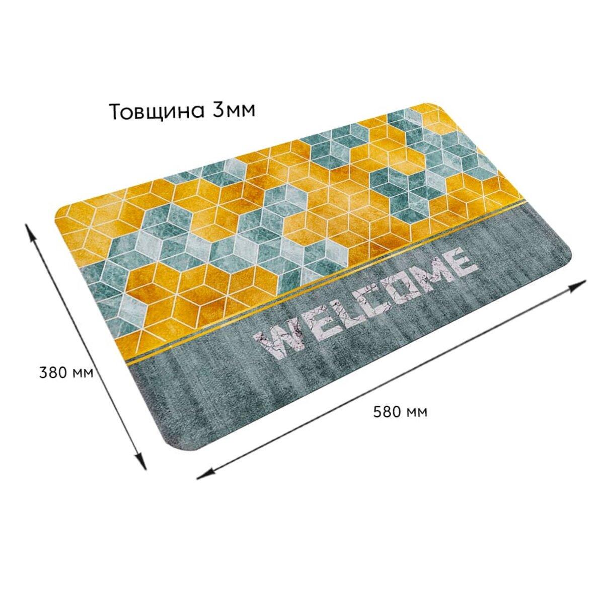 Коврик влагопоглощающий Sticker Wall "Welcome" Кубы 380x580x3 мм (3DPanda-1561) - фото 3