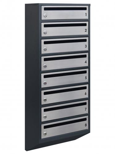 Почтовый ящик Lev-metal Е1-08.F на 8 секций 1025х390х200 мм Антрацитовый/Серый (21080205)