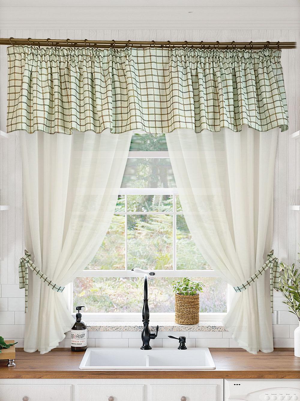 Комплект тюль на кухню Дублин 280х170 см лен Голубой/Молочный (Dublin-Blue-milk)