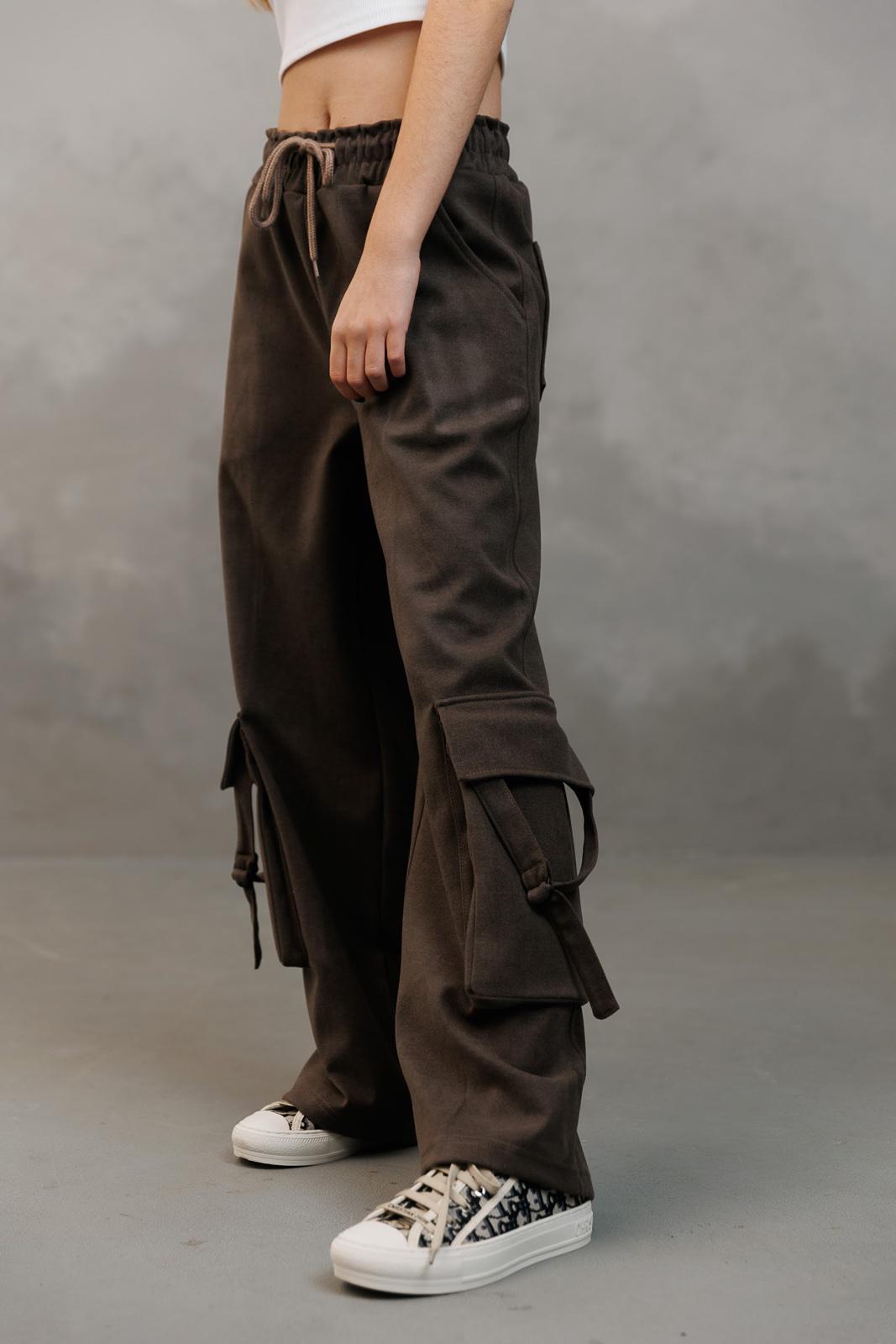 Штаны карго утепленные для девочки 146 см Коричневый (127031) Штаны карго утепленные для девочки 146 см Коричневый (127031)