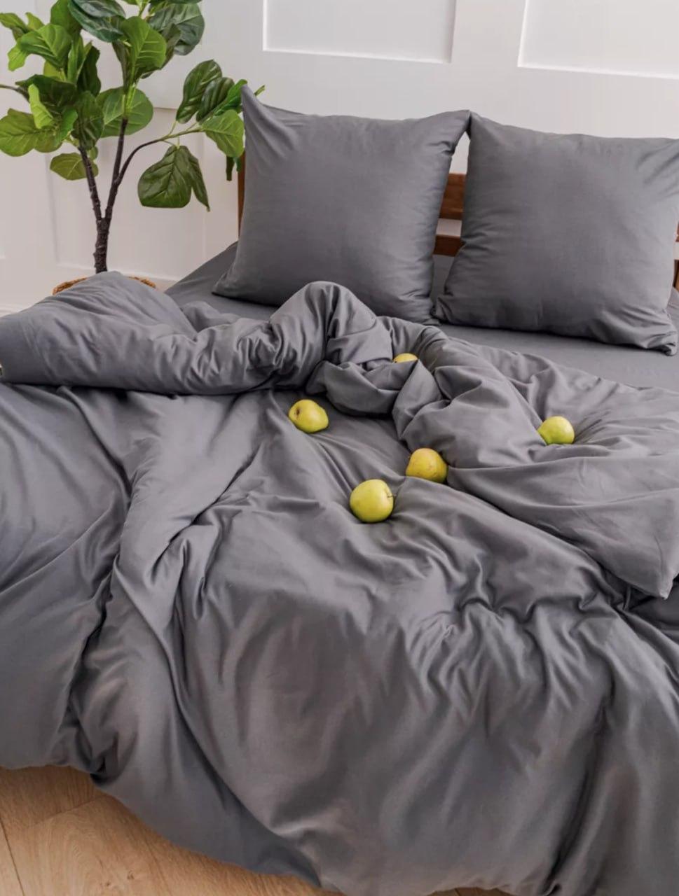 Набір постільної білизни бавовна Сімейний 150х210 наволочка 50х70 2шт Графіт (П4К-Post-ukr-0012-04) - фото 8