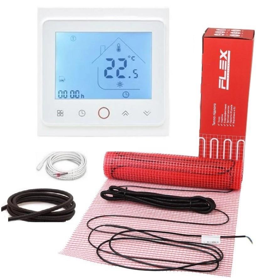 Мат нагревательный FLEX 6 м²/1050 Вт с программируемым белым терморегулятором TWE02 WiFi