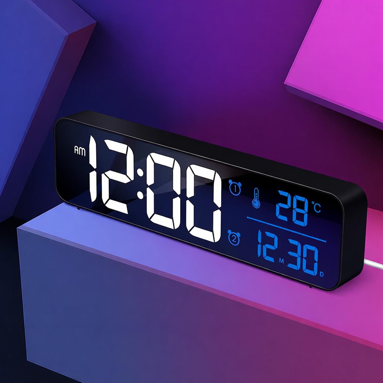 Часы LED цифровые DS-6625 с будильником и термометром Черный (1801449)