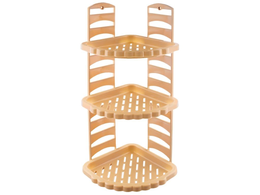 Полиця настінна 3-ярусна кутова 27,3х23,2х58,3 см Бежевий (MCS-BK097-1)