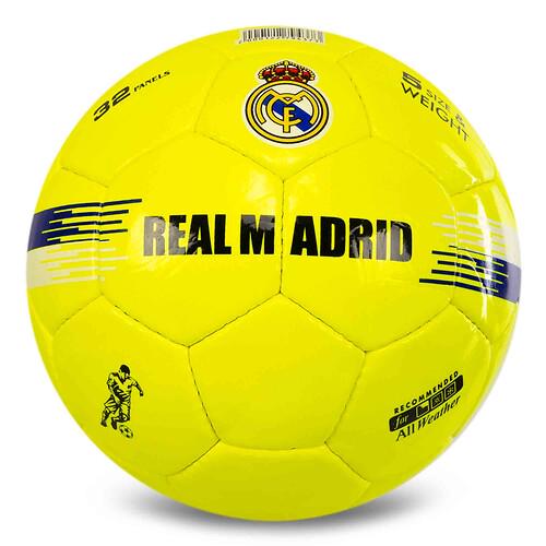 М’яч футбольний Ballonstar REAL MADRID CRYSTAL FB-7957 №5 ламінований зшитий вручну Жовтий (31773287)