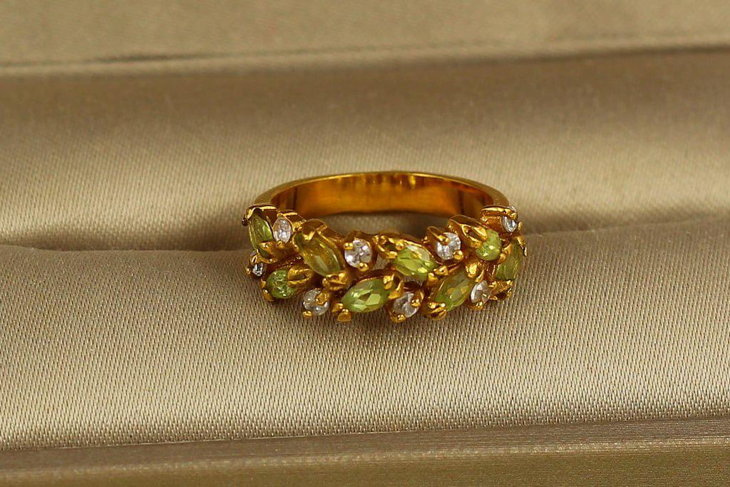 Кольцо тропинка с оливином р. 14 Золотистый (29044585)