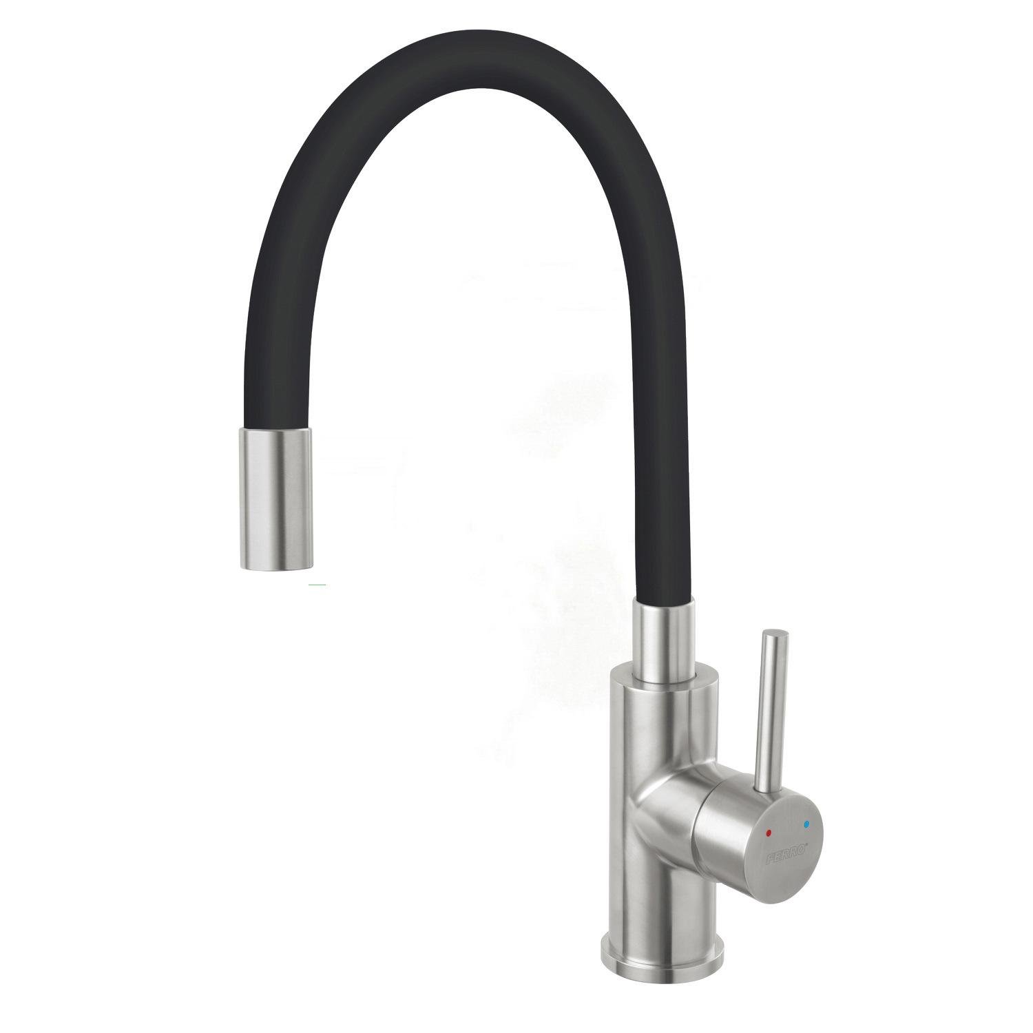 Змішувач для кухні Ferro Zumba BZA4BSS з гнучким виливом Чорний (174843)