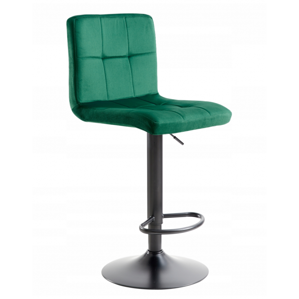 Барный стул со спинкой Bonro B-0106 велюр Зеленый/Черный
