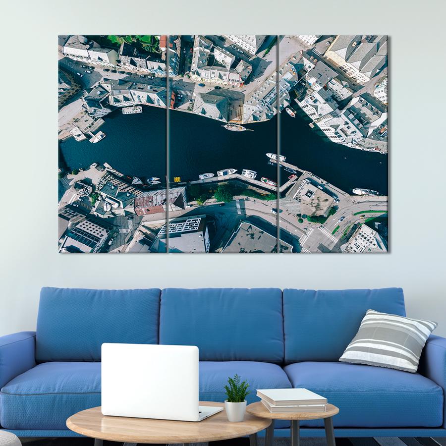 Картина город Вид сверху на город Гётеборг 128x81 см (A684-3)