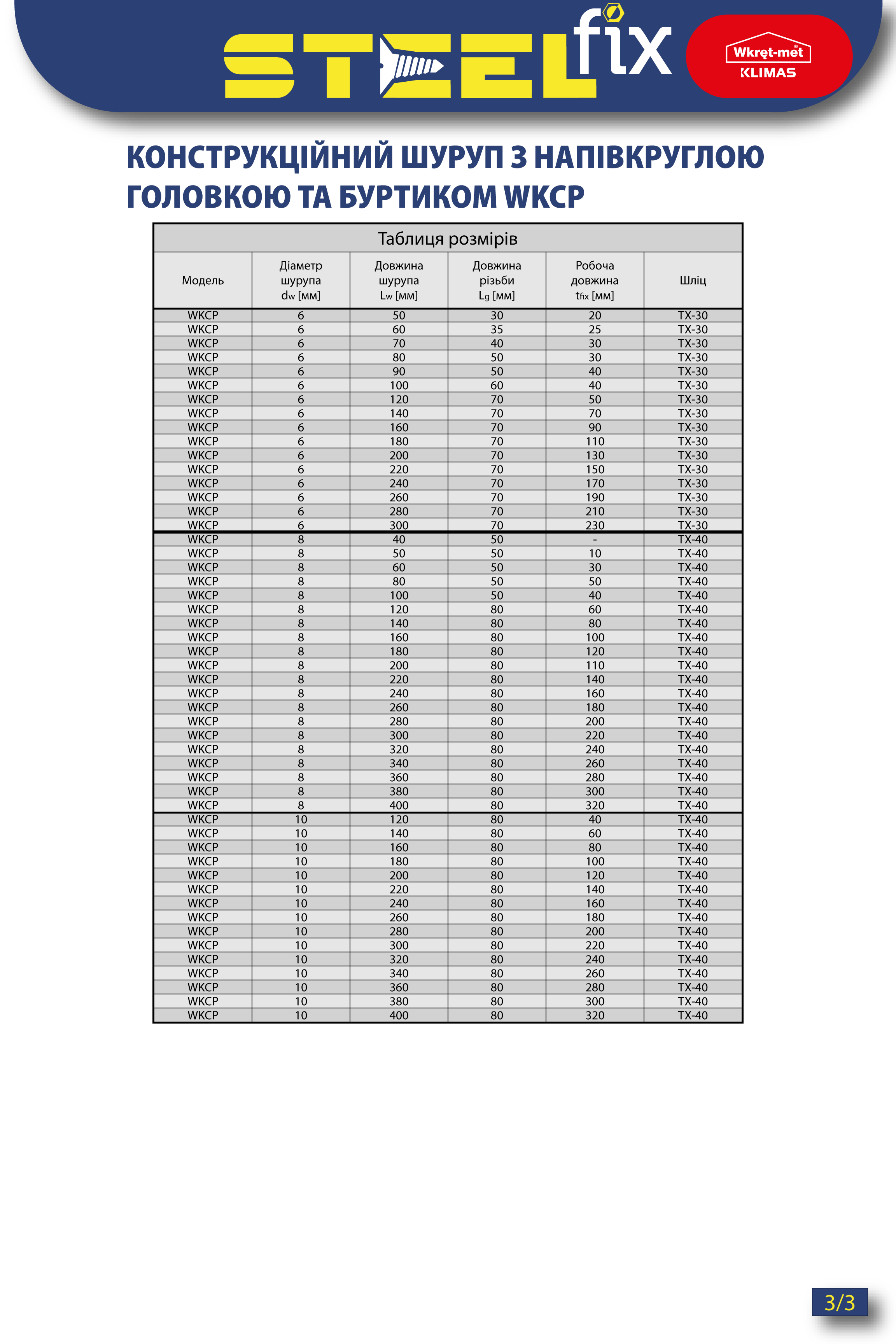 Шуруп Steelfix 10х200 конструкційний TX10 WKCP ч/р (142634) - фото 4