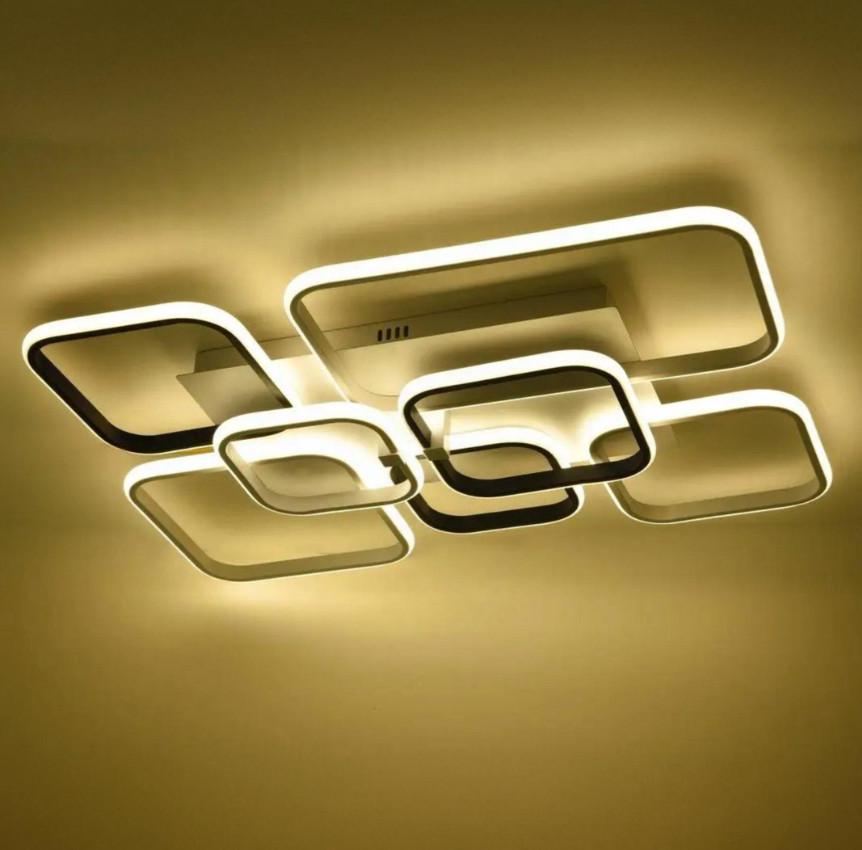 Люстра LED Sirius на семь акриловых плафонов 3000-6500К 196W Черный/Белый (Ш 77769-800+600 WT+BK)