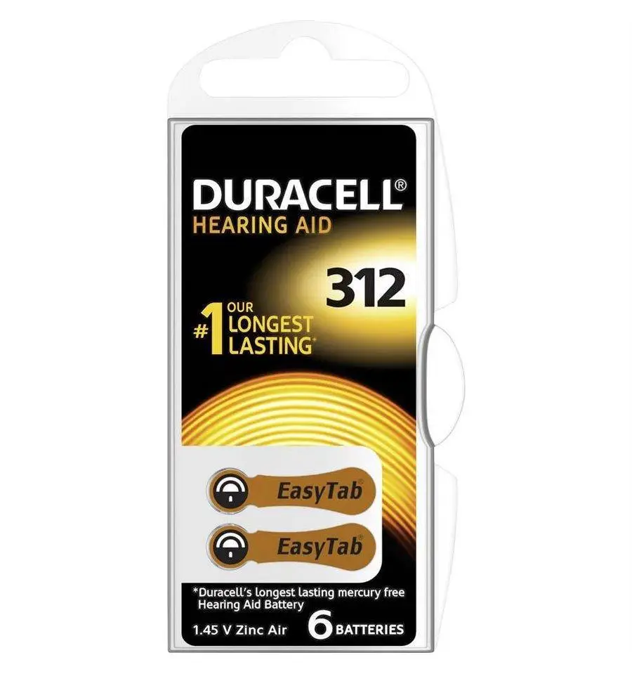 Батарейка для слуховых аппаратов Duracell ZA312 PR41 1,45V (1129)