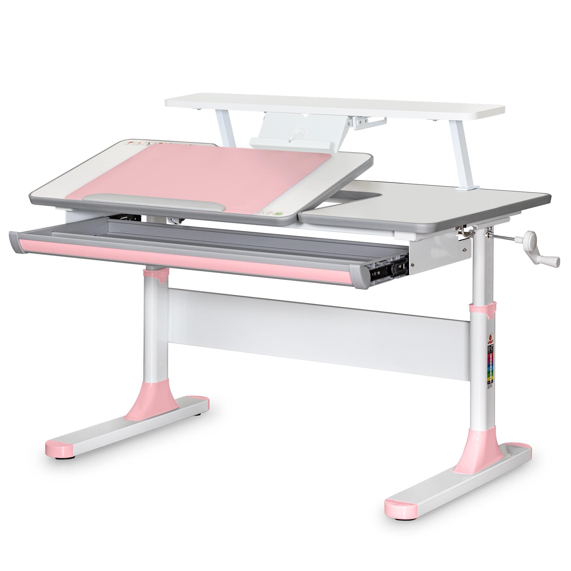 Парта-трансформер школьная Mealux Vancouver Multicolor S50 детская с полкой Белый/Розовый Парта-трансформер школьная Mealux Vancouver Multicolor S50 детская с полкой Белый/Розовый