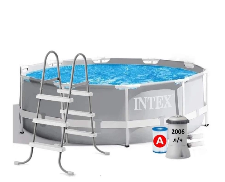 Бассейн каркасный Intex круглый 305х99 см 6500 л фильтр 3785 л/ч Серый (26706-5)