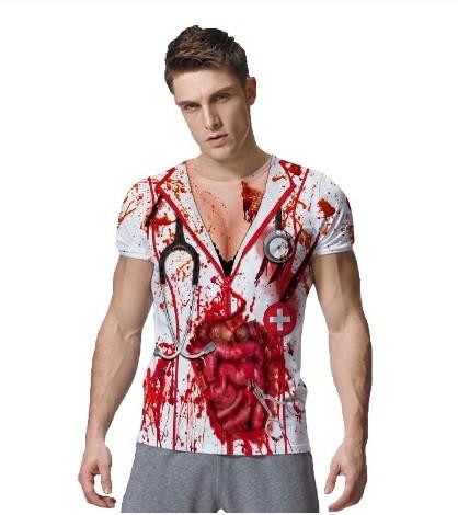 Футболка с коротким рукавом и 3D-принтом Человеческого тела белый, размер XL (50-52)