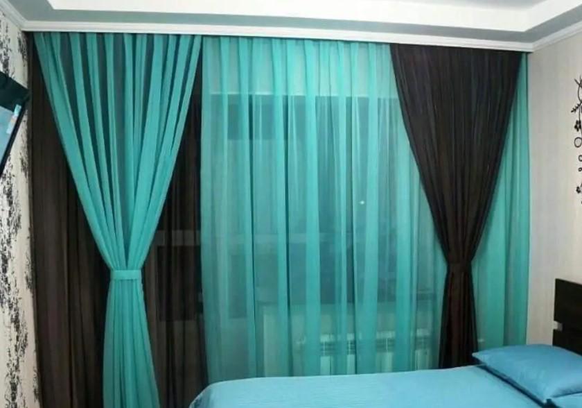 Шторы шифон 1,5x2,9 м 3 шт./3х2,9 м 1 шт. Бирюзовый/Венге (001дк)