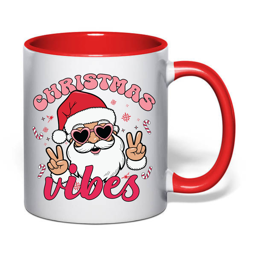 Чашка с принтом Christmas Vibes 330 мл Белый с красным (001158)