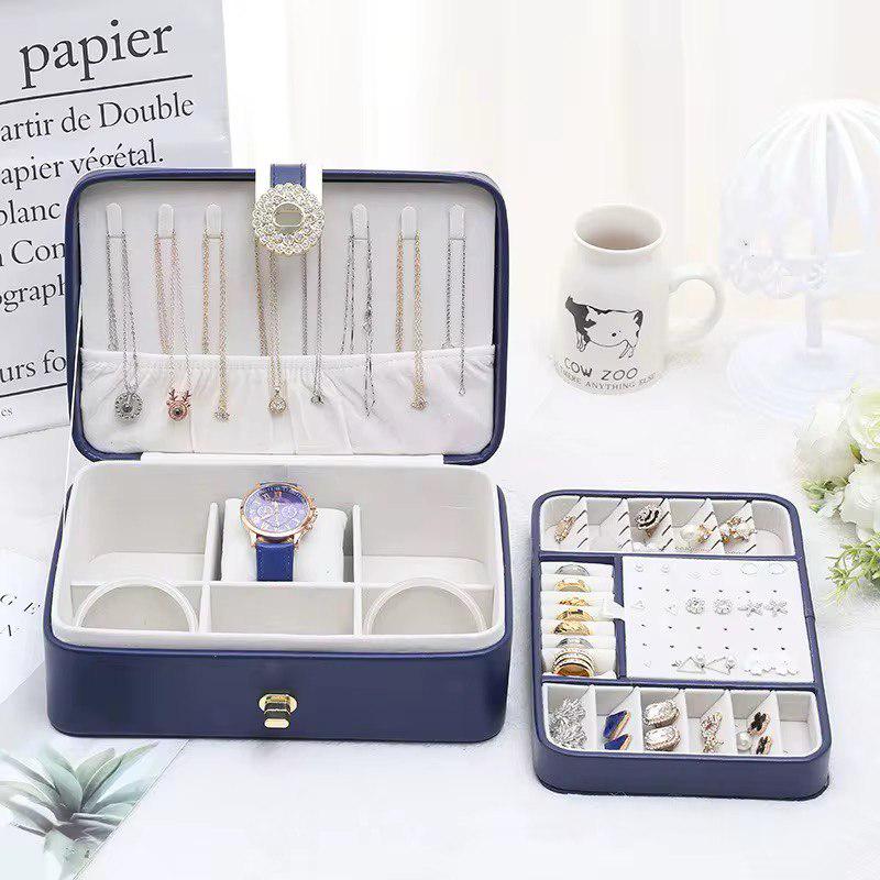 Скринька для ювелірних виробів 2 яруси на застібці 23,5х16х9 см Синій (ST0408) - фото 2 Скринька для ювелірних виробів 2 яруси на застібці 23,5х16х9 см Синій (ST0408) - фото 2