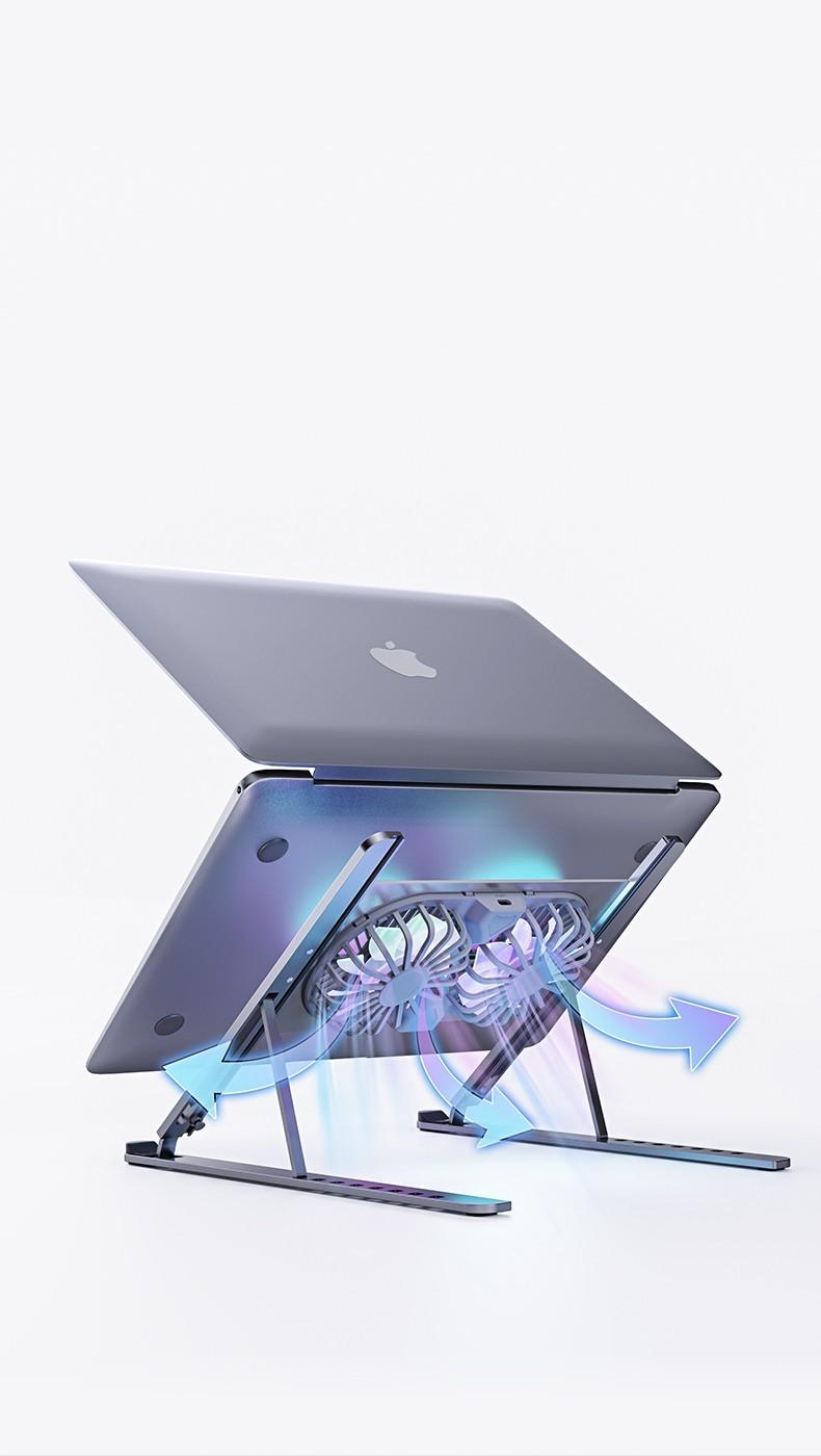 Підставка для ноутбука/планшета портативна Ice Vibe Pad з охолодженням та підсвіткою Aluminium alloys Grey (VA-P11F-GR) - фото 14 Підставка для ноутбука/планшета портативна Ice Vibe Pad з охолодженням та підсвіткою Aluminium alloys Grey (VA-P11F-GR) - фото 14