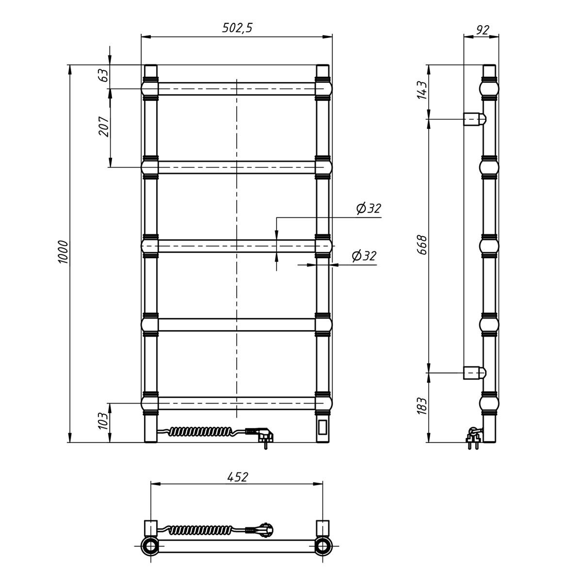 Рушникосушарка електрична NAVIN Ретро 500x1000 мм Sensor нержавіюча ліва (S10-040133-5010) - фото 4 Рушникосушарка електрична NAVIN Ретро 500x1000 мм Sensor нержавіюча ліва (S10-040133-5010) - фото 4