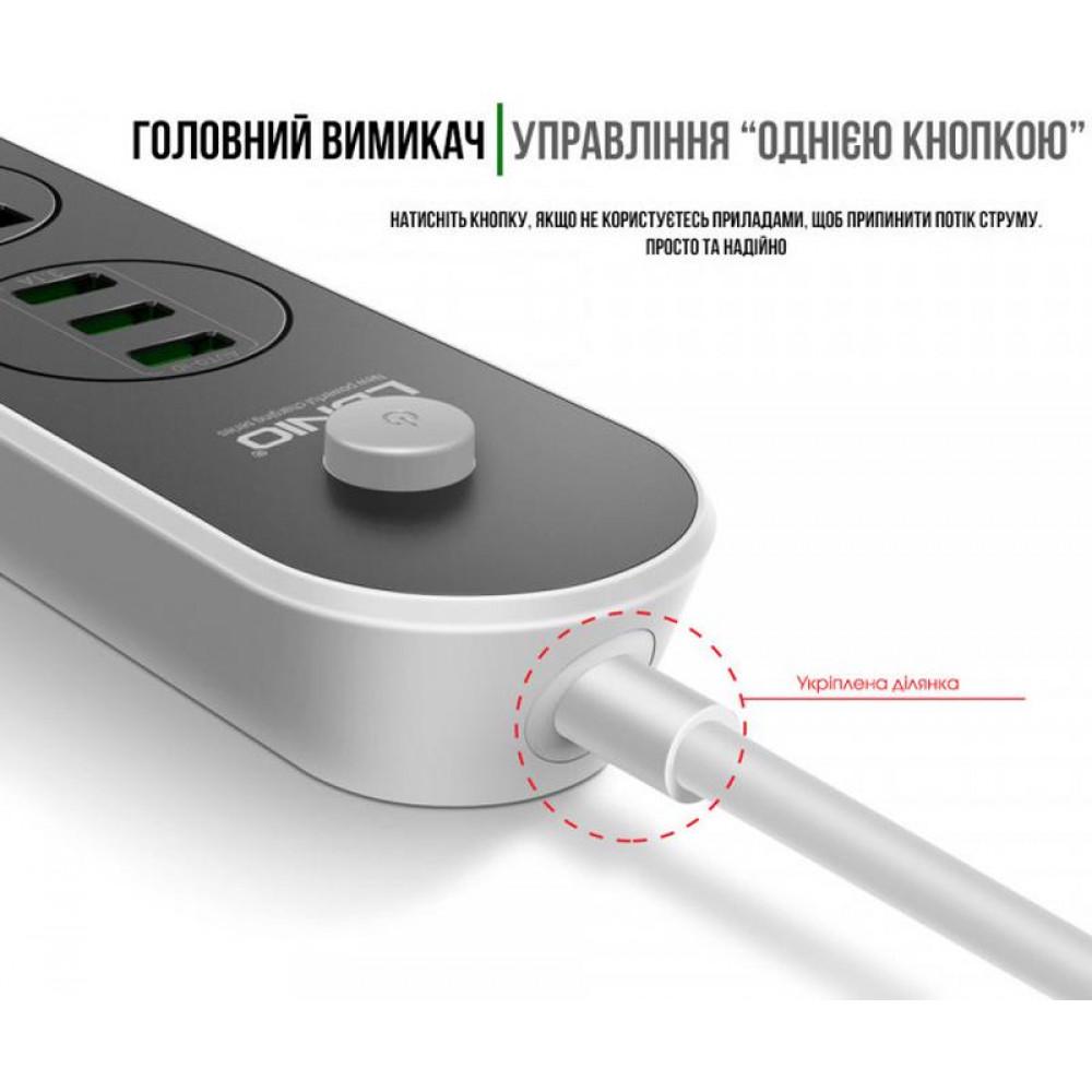 Подовжувач мережевий Ldnio SC3301 3U 3P 3.1A 1,6 м Чорний - фото 3 Подовжувач мережевий Ldnio SC3301 3U 3P 3.1A 1,6 м Чорний - фото 3