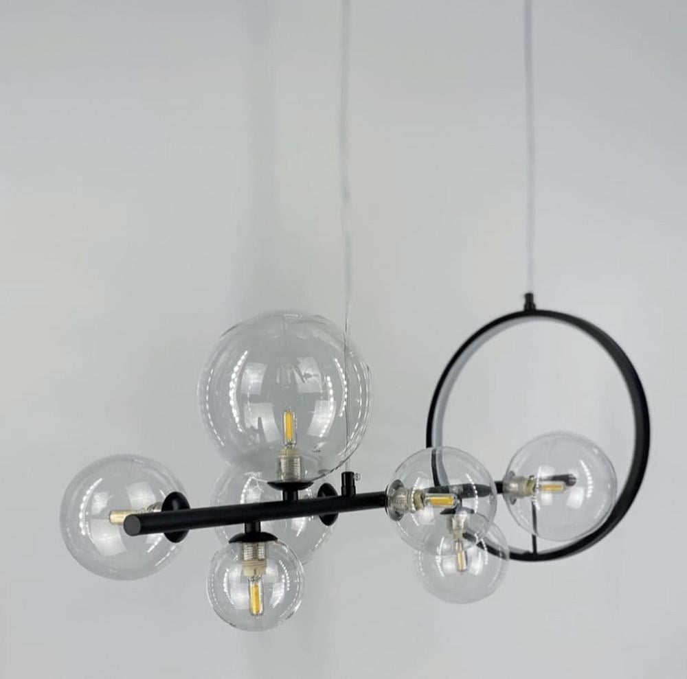 Світильник дизайнерський рейковий на 7 плафонів 90 см Чорний (AT 33/7 BK) - фото 5