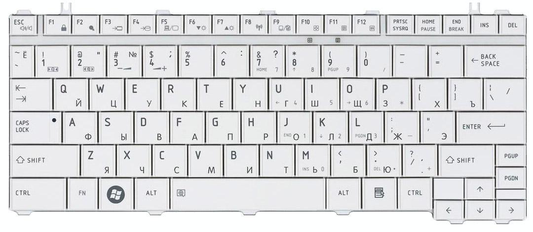 Клавиатура для ноутбука Toshiba Satellite U500/U505 Portege M900 White