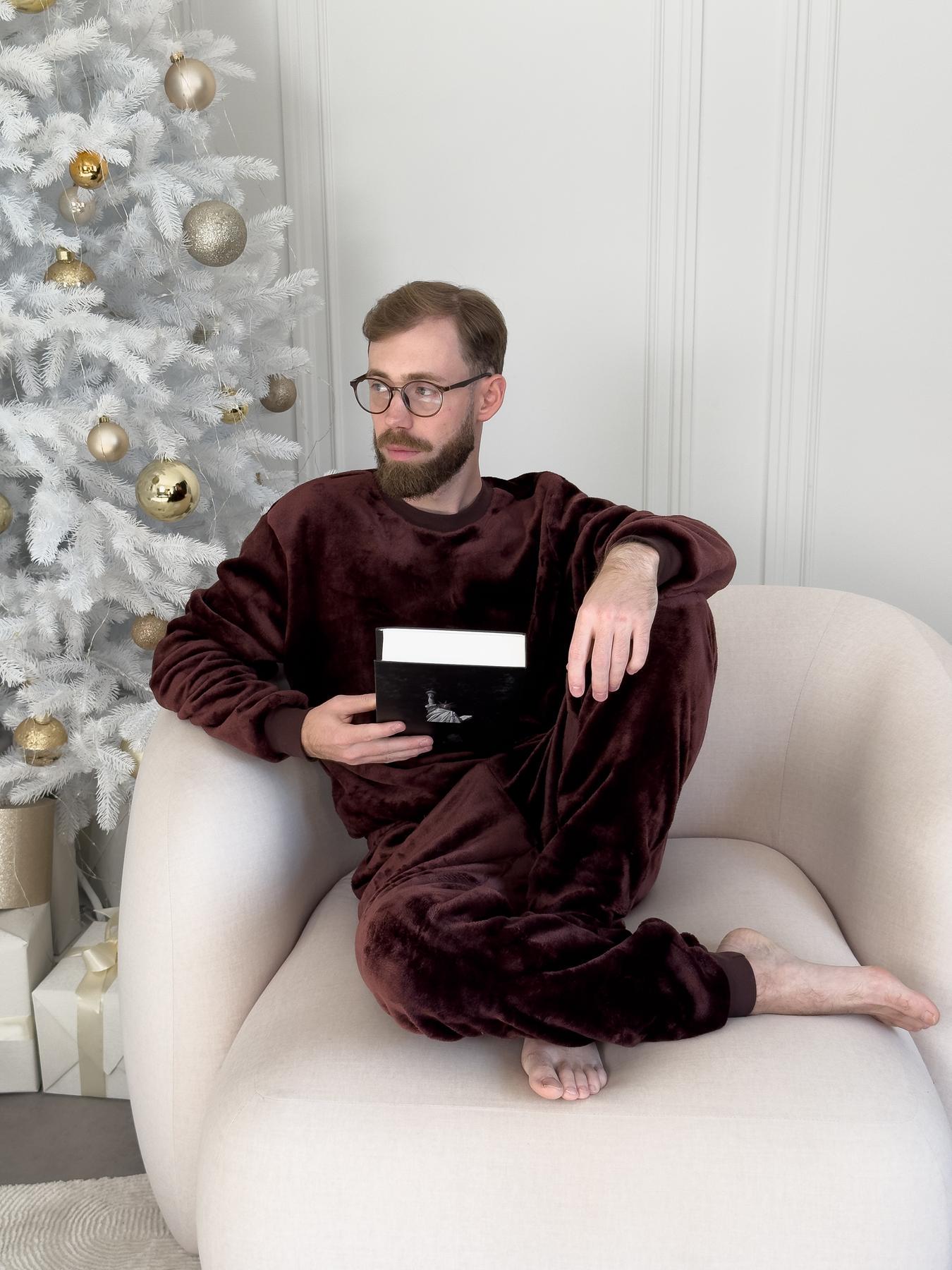 Пижама мужская плюшевая Теплик с начесом 3XL Шоколад (VEL050) - фото 6 Пижама мужская плюшевая Теплик с начесом 3XL Шоколад (VEL050) - фото 6