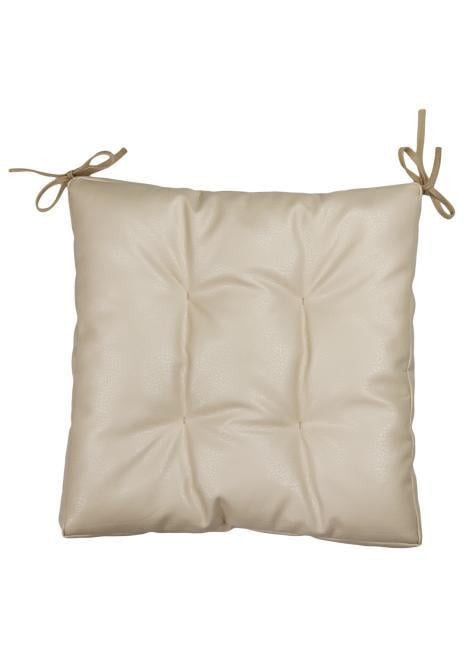 Подушка на стул из экокожи 40х40 см Кремовый (34077)