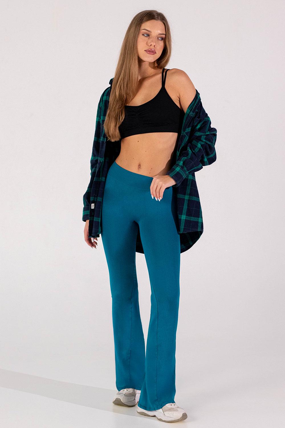 Легінси жіночі безшовні Giulia FLEXING LEGGINGS JIVE кльош із заниженою посадкою S/M Blue-lyons blue