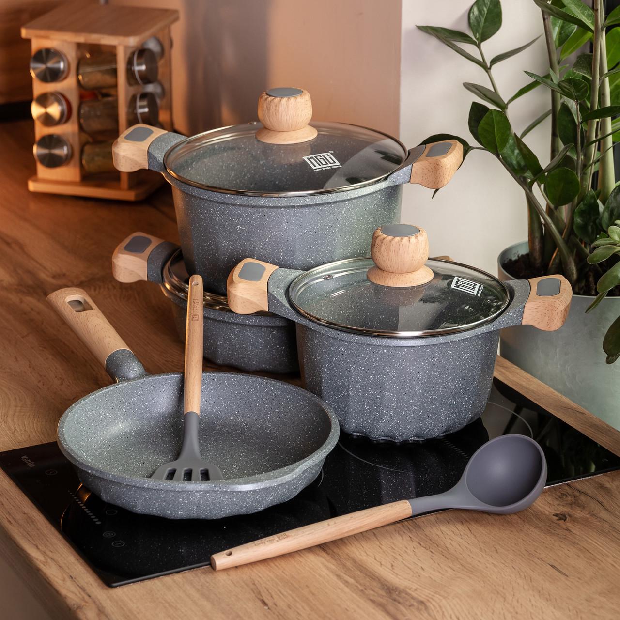 Набор посуды MGC кастрюли 3 шт./лопатка/половник Серый - фото 6 Набор посуды MGC кастрюли 3 шт./лопатка/половник Серый - фото 6