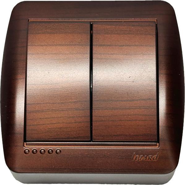 Выключатель накладной двухклавишный Lezard Demet IP20 Античный кедр (27549749)