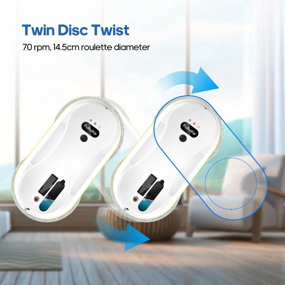 Робот для мойки окон PuRuikai c ультразвуковым автоматическим распылением воды 10 салфеток и 4 дополнительно (1928672361) - фото 4