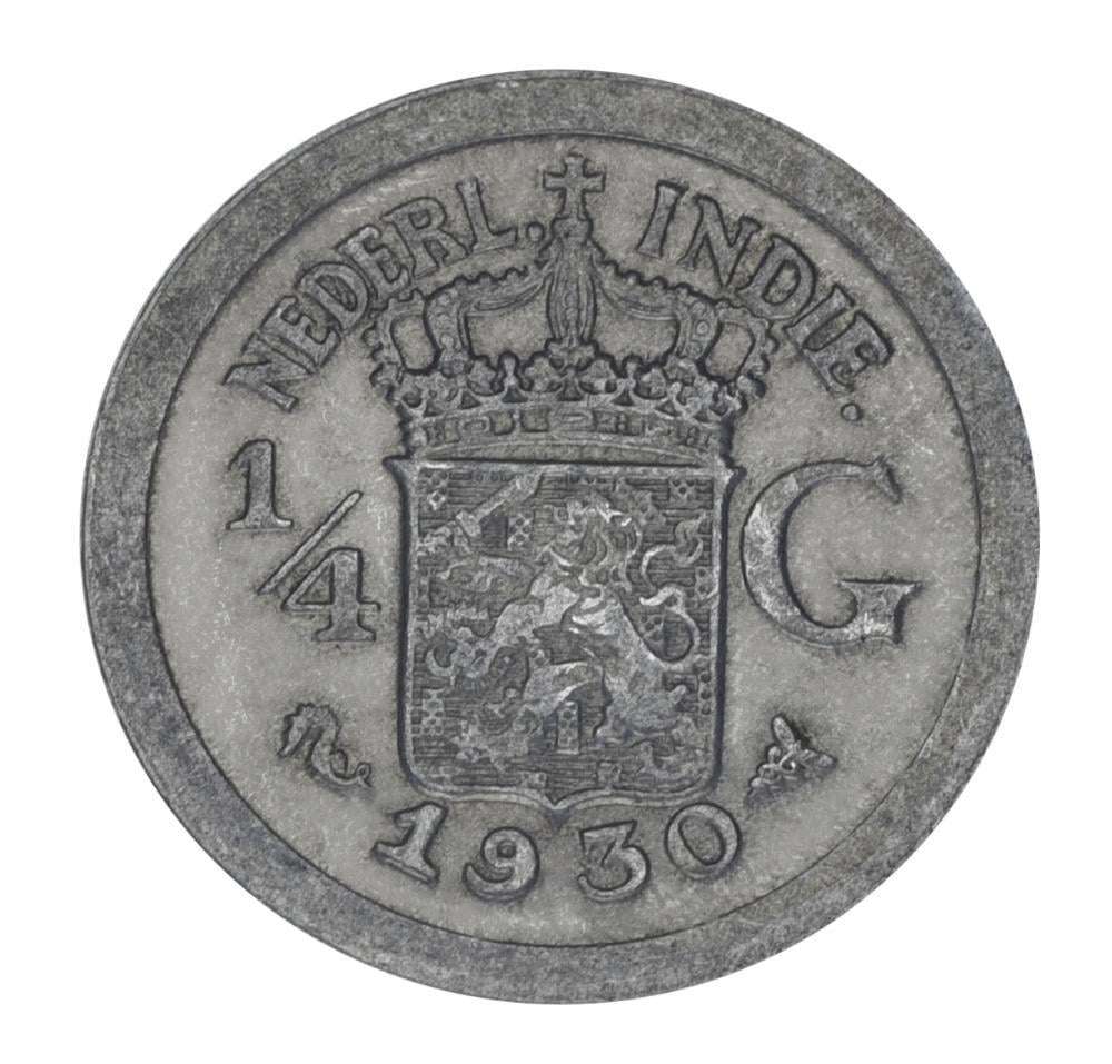 Коллекционная монета Нидерландская Индия 1/4 гульдена 1930 F-VF Ag 720 3,18 г (М22132)