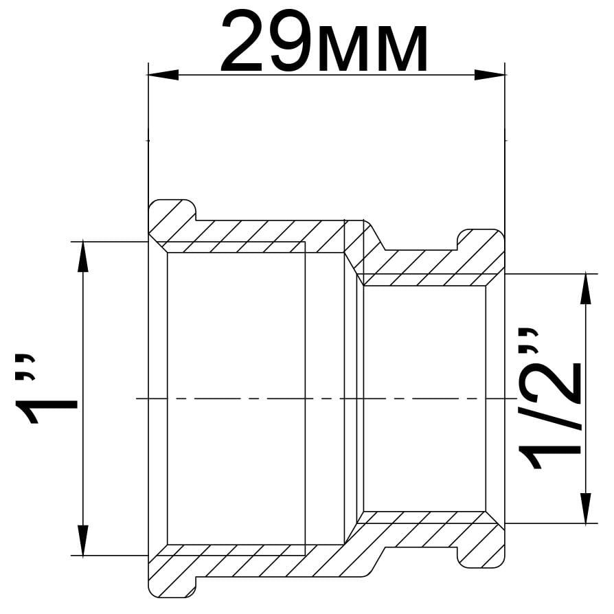 Муфта редукционная латунная 1" ВРх1/2" ВР штампованная А0331А (000025416) - фото 2