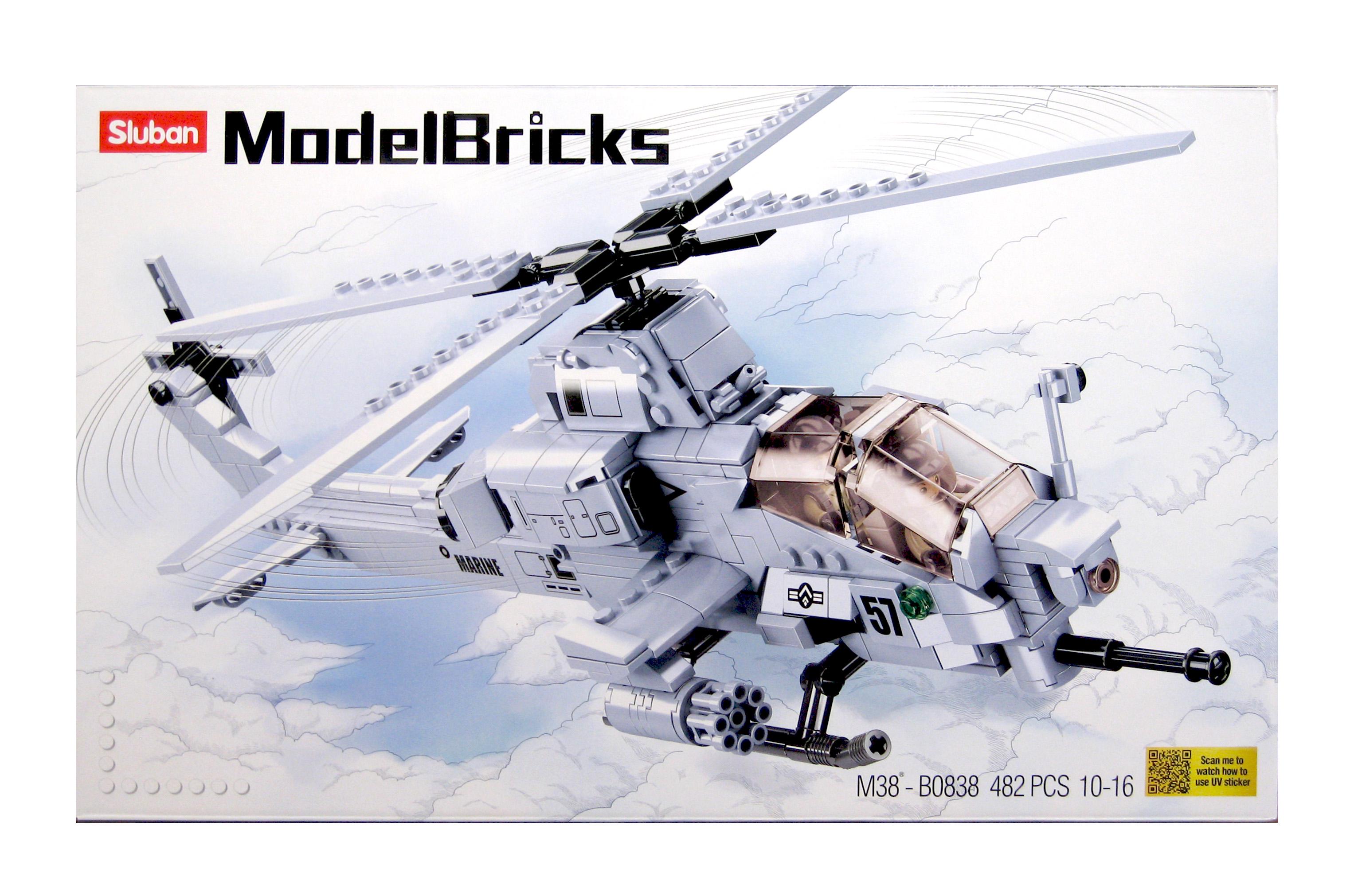 Конструктор Sluban M38-B0838 Вертолет Bell AH-1Z Viper 482 детали 2 фигурки