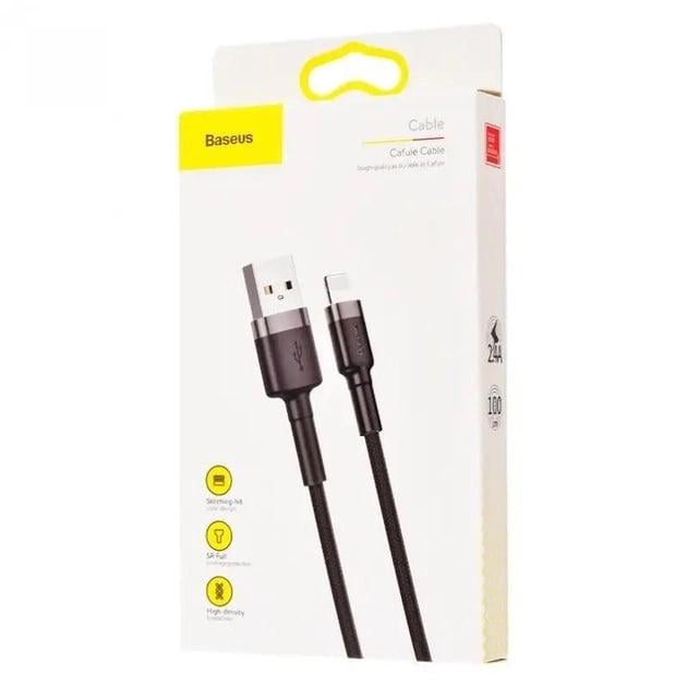 Кабель для быстрой зарядки BASEUS Cafule Cable USB to Lightning 2,4 A 1 м Black/Grey (CALKLF-BG1) - фото 13