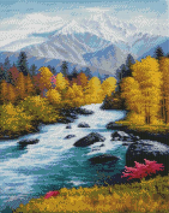 Алмазна мозаїка на підрамнику ArtStory Осінь у горах 40x50 см (ASM54)