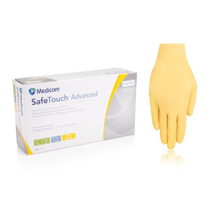 Рукавички нітрилові Medicom SafeTouch L 100 шт. Жовтий (003470)