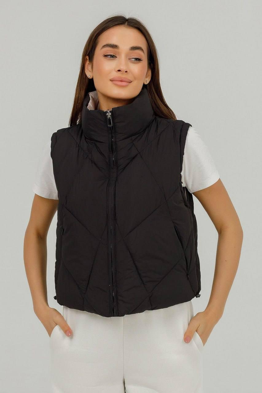 Жилетка Lora oversize с утяжкой по подолу р. 44 Черный (1224s/44)