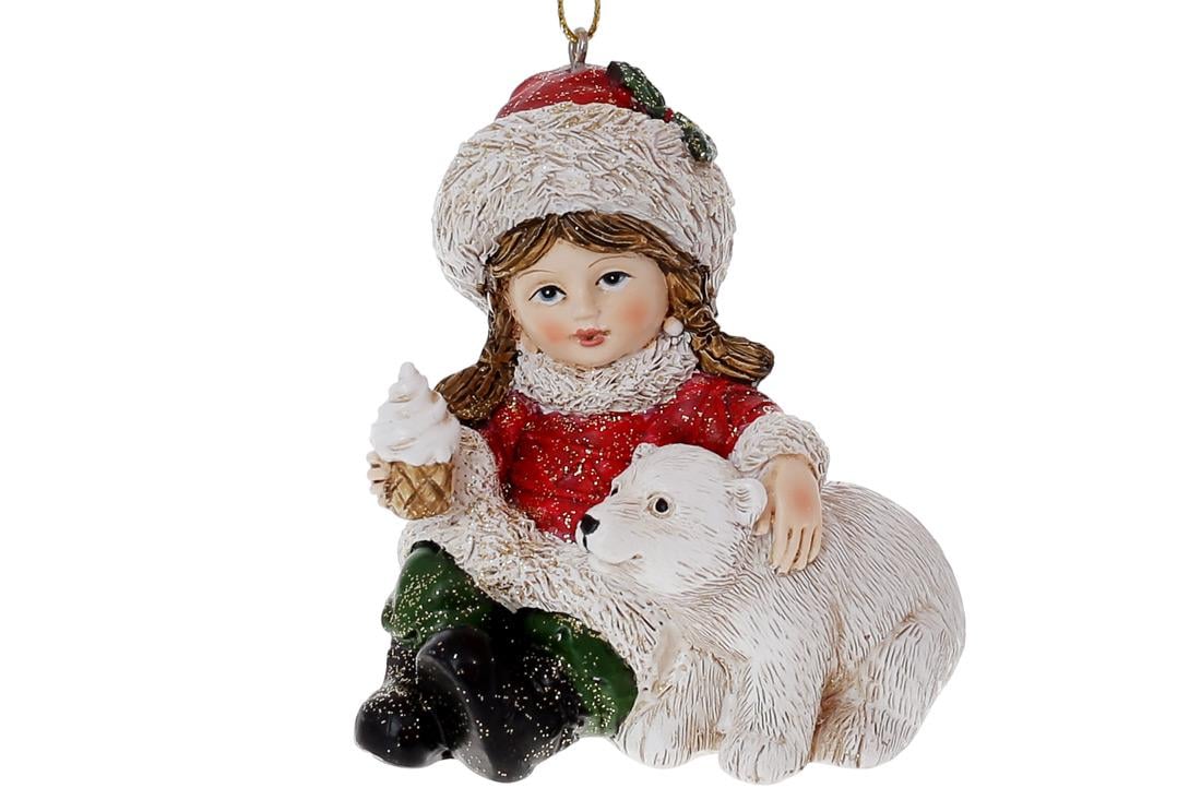 Фигурка декоративная на подвесе BonaDi Девочка с медвежонком (K07-313)