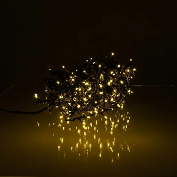 Гірлянда мережна Бахрома вулична 20 м 335 LED діодів зовнішня від мережі чорна нитка колір світла Жовтий (20MBY) - фото 5