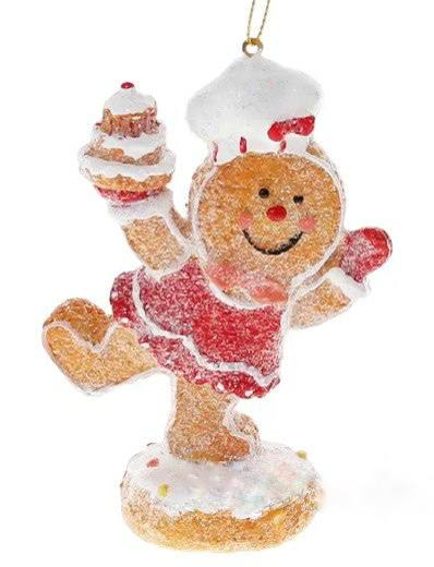 Игрушка новогодняя елочная Пряник полистоун 9,5х12 см Красный