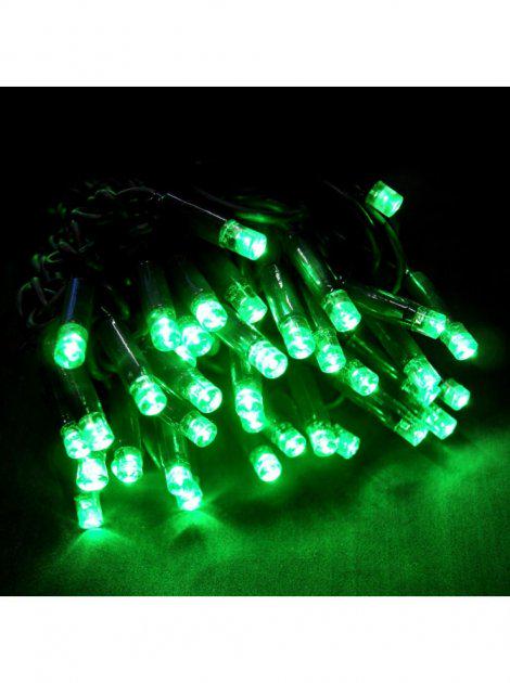 Электрогирлянда внутренняя LED 100 ламп 8 м встроенный светодиод с контроллером зеленый провод Зеленый