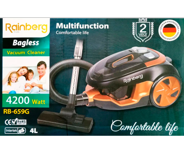 Пылесос контейнерный Rainberg RB-659G без мешка 4 л 4200W Оранжево-черный (RB-659G_2205) - фото 6 Пылесос контейнерный Rainberg RB-659G без мешка 4 л 4200W Оранжево-черный (RB-659G_2205) - фото 6