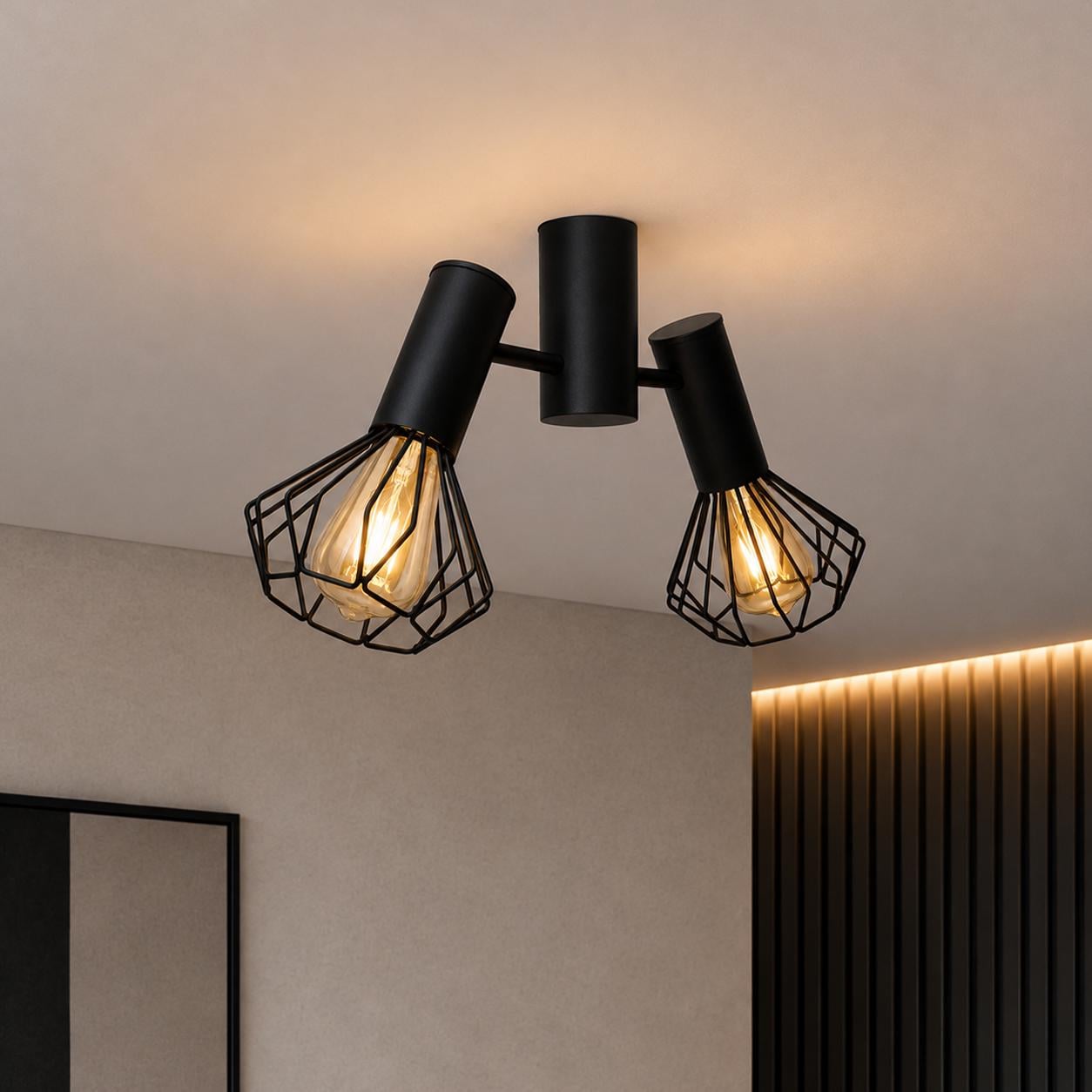 Люстра MSK ELECTRIC Diadem на два плафона под лампы Е27 Черный (NL 22154-2 BK)