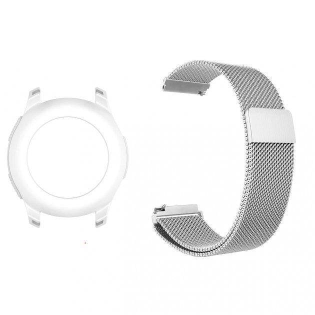 Комплект Watchbands металевий ремінець Milanese та чохол для Samsung S3 Frontier/Samsung Galaxy 46 мм Gray/White (WBKW-46-4-2)