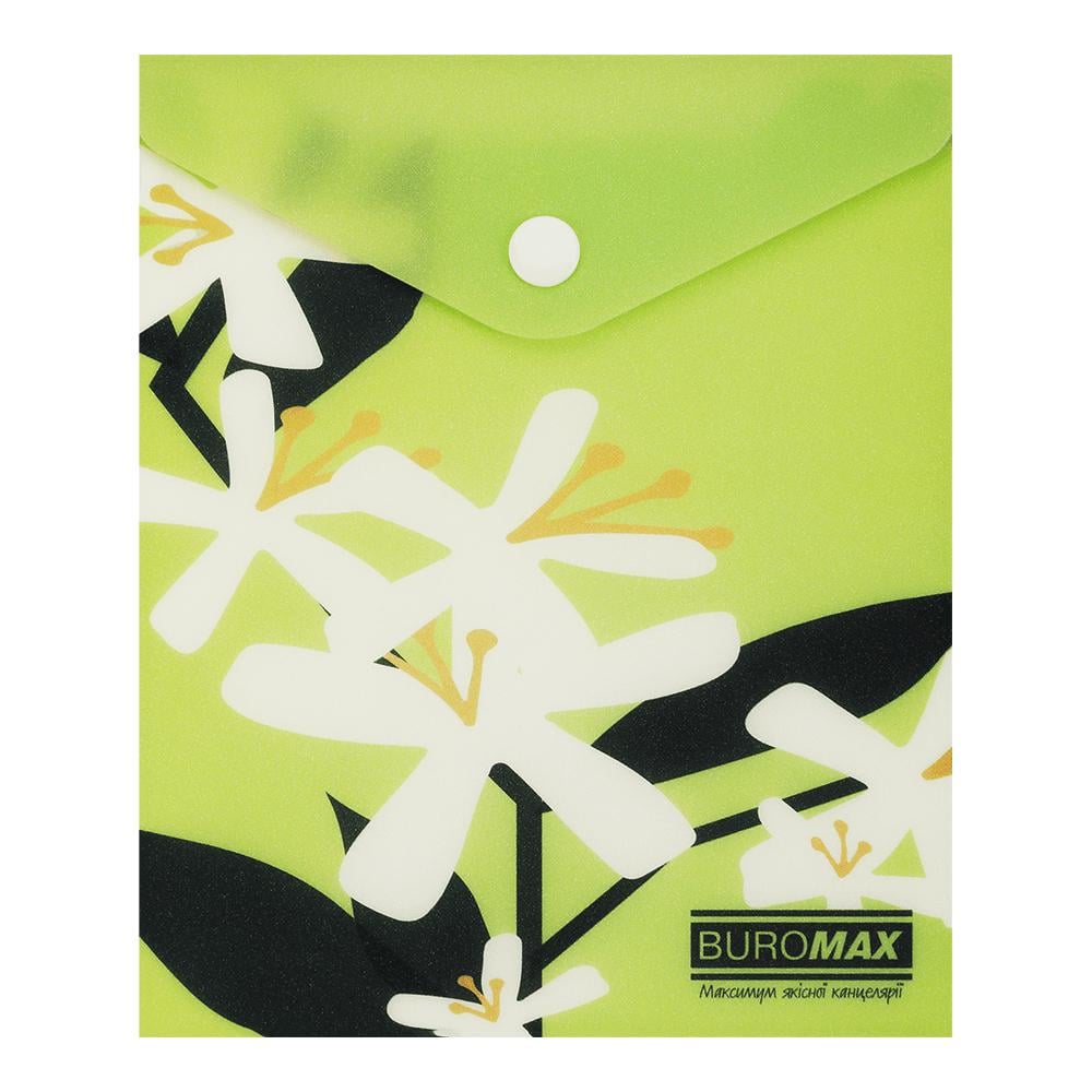 Папка-конверт Buromax Plumeria Arabeski на кнопке А6 полипропилен Салатовый (BM.3922-15)