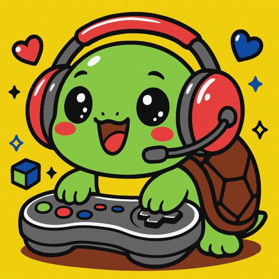 Картина по номерам Ideyka Черепашка геймер 25x25 см (KHO1287)