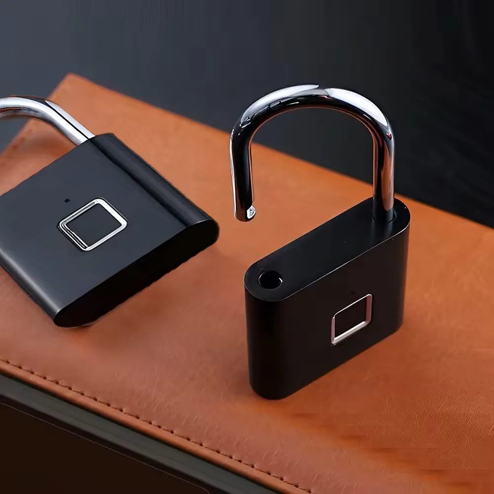 Замок биометрический навесной с отпечатком пальца без ключей Умный водонепроницаемый замок Черный - фото 5 Замок биометрический навесной с отпечатком пальца без ключей Умный водонепроницаемый замок Черный - фото 5